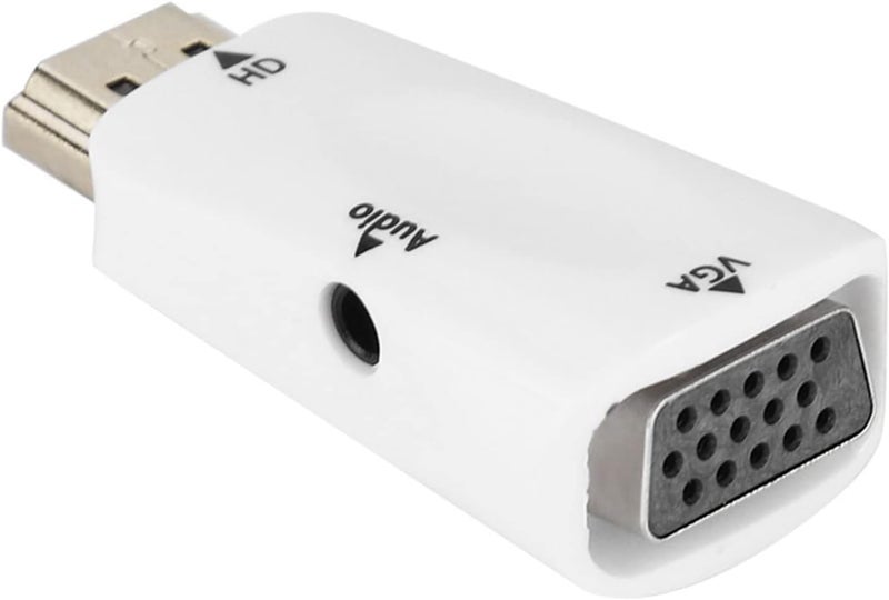 محول من أنثى إلى VGA مع كابل صوت 3.5 مم محول عالي الدقة 1080P أبيض - Image 1
