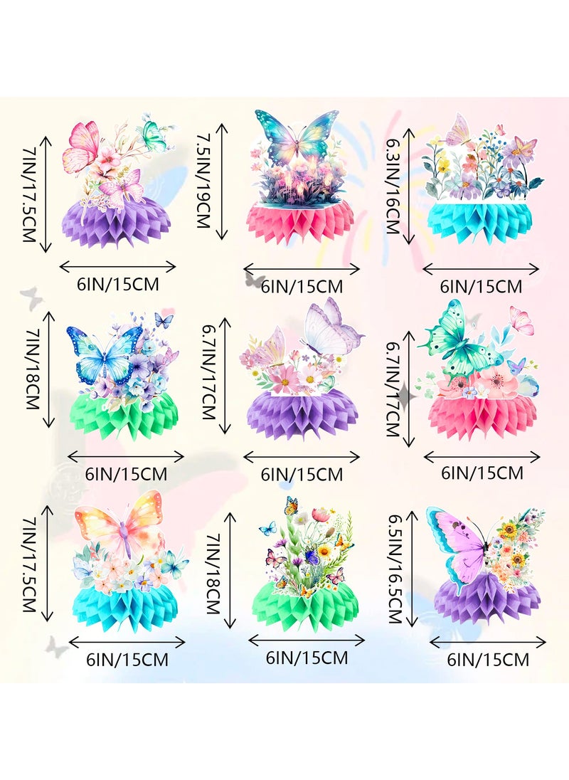 FRUITFUL PARTY Butterfly Honeycomb Centerpieces, 9 Pcs Butterfly Honeycomb Table Centerpiece for Floral Butterfly Birthday Decorations  - Image 2