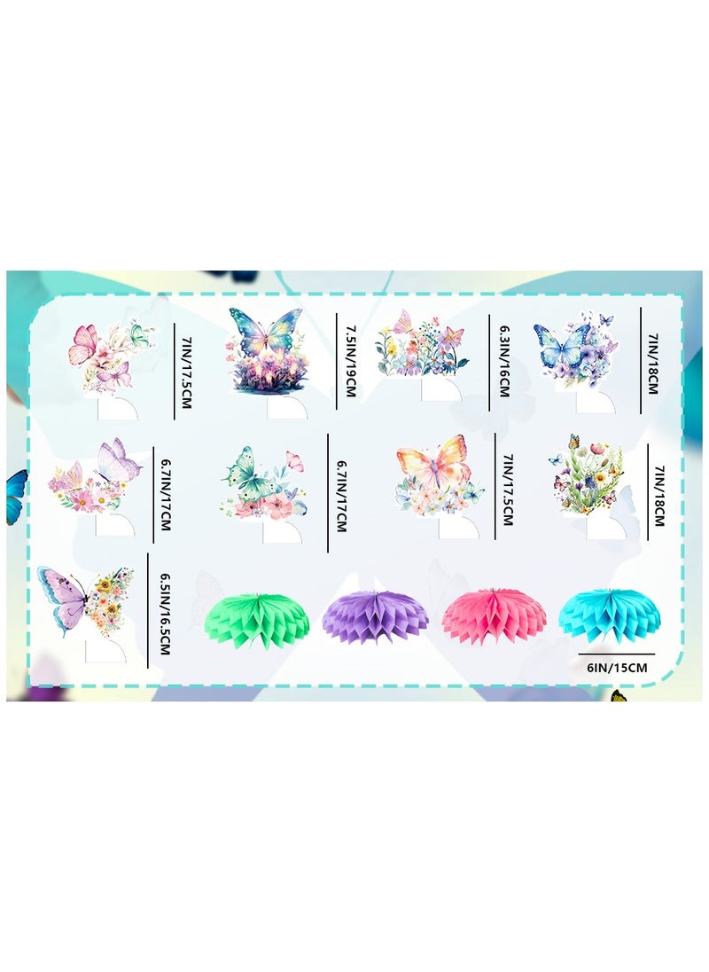 FRUITFUL PARTY Butterfly Honeycomb Centerpieces, 9 Pcs Butterfly Honeycomb Table Centerpiece for Floral Butterfly Birthday Decorations  - Image 3