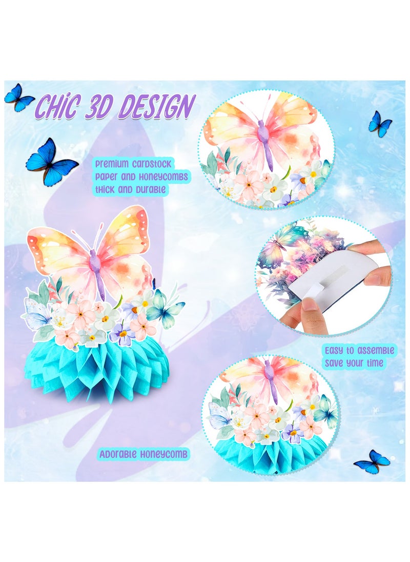 FRUITFUL PARTY Butterfly Honeycomb Centerpieces, 9 Pcs Butterfly Honeycomb Table Centerpiece for Floral Butterfly Birthday Decorations  - Image 4
