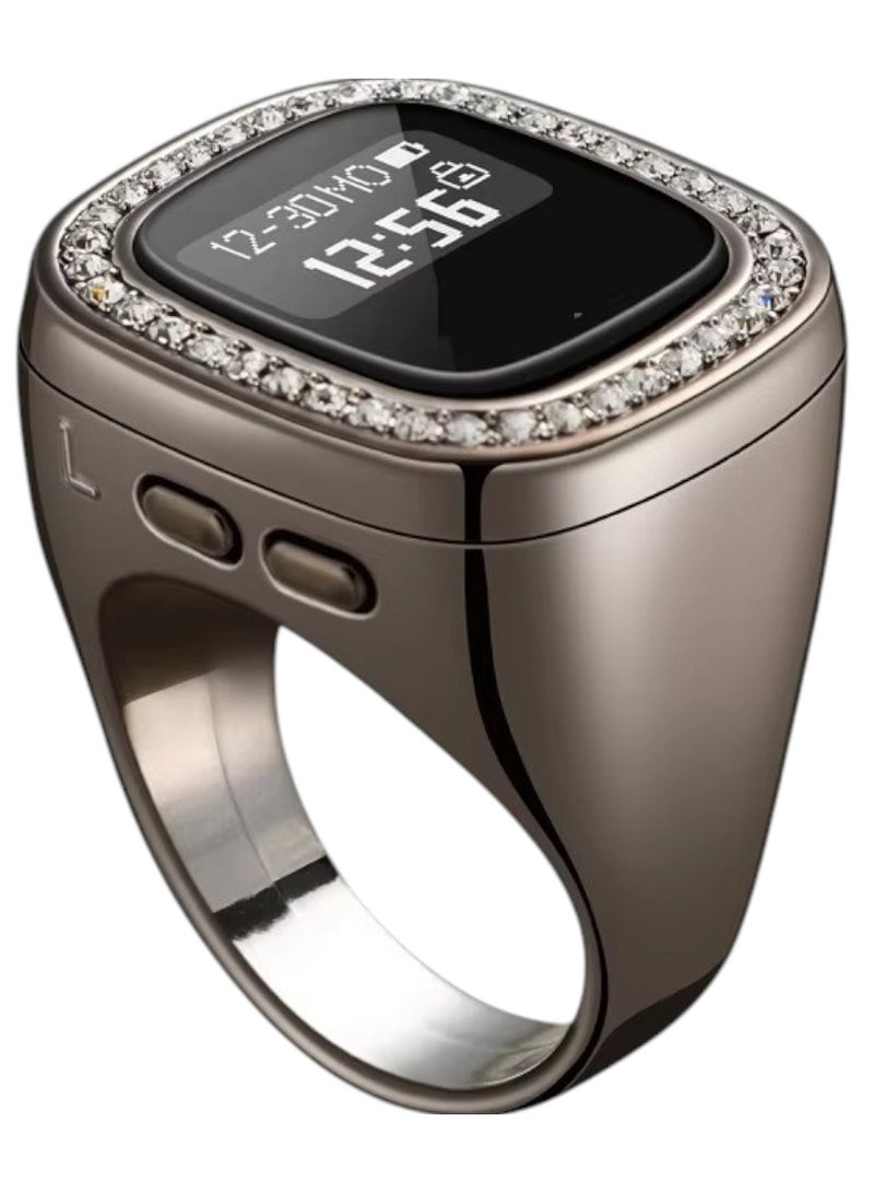 خاتم تسبيح بشاشة OLED مقاس 20 مم، عداد متعدد القنوات، مع زر شاشة كاملة وبطارية قابلة للشحن. - Image 1