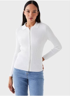 Zip Detail Knitted Cardigan