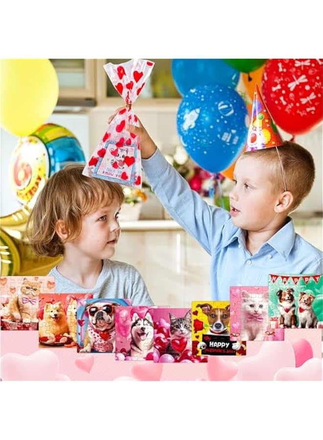 's Day Gifts for Kids, 24Packs Jigsaw Puzzle Cute Kitten Puppy Puzzle s Party Favor s DIY Greeting Cards for School Classroom Exchange Gifts - Image 4