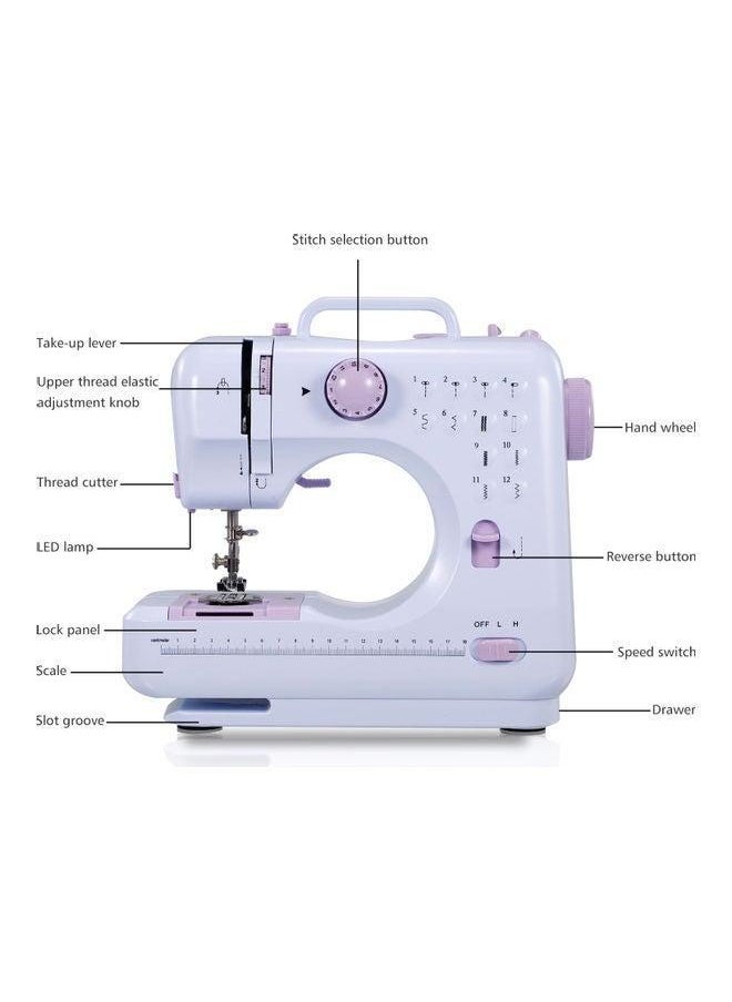 Generic Portable Electric Sewing Machine With Foot Pedal H37650US-su White/Purple  - Image 4