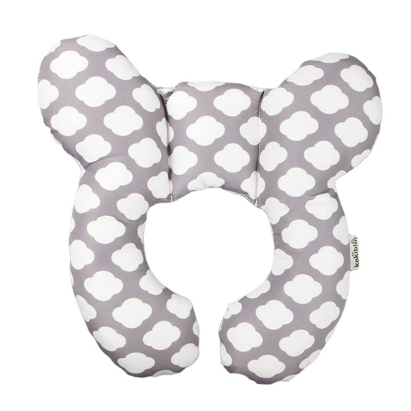 vocheer Baby Travel PillowUpgraded Head and Neck Support Pillow for Pushchair Car SeatStroller Bouncer CottonWhite Cloud
