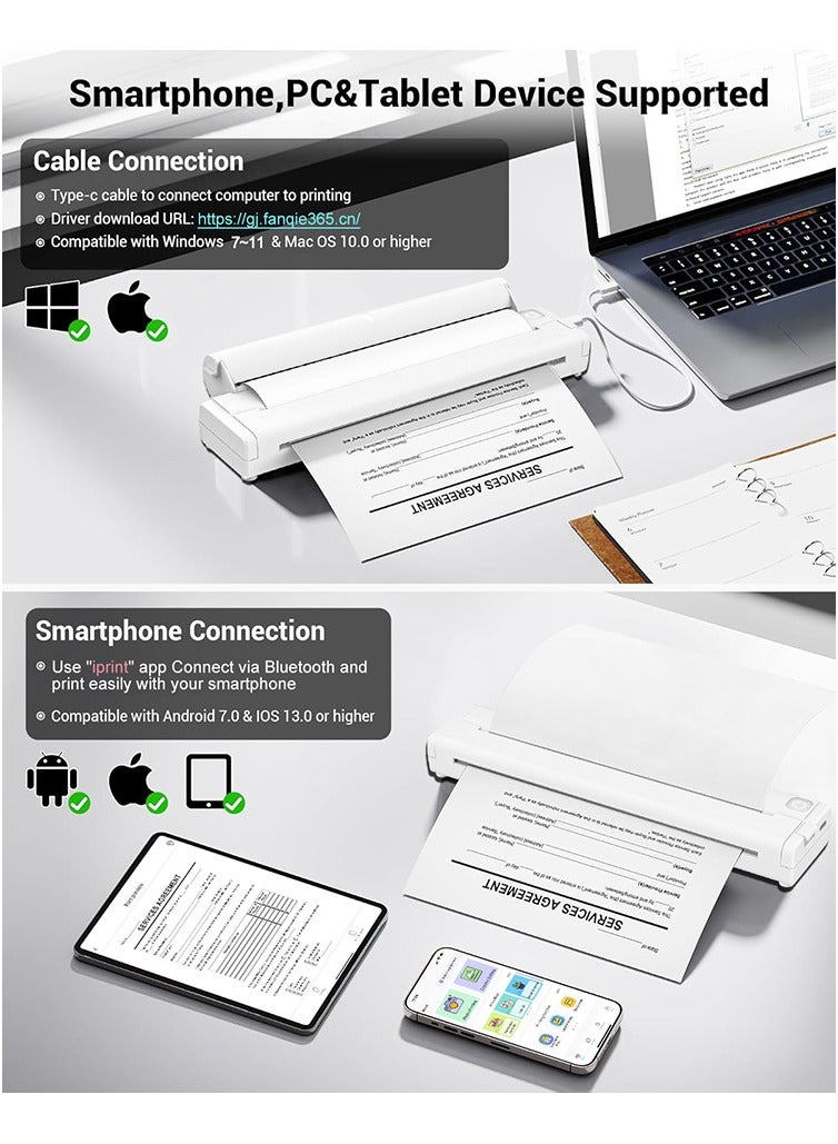 X9 Portable Thermal Printer, High-definition Printer that Supports A4 Thermal Paper, Thermal Paper Roll with Bracket, 200DPI Inkless Mobile Travel Printers for Car School Office, Mini Bluetooth Printer for Connecting Computers, iOS Phones and Android. - Image 5