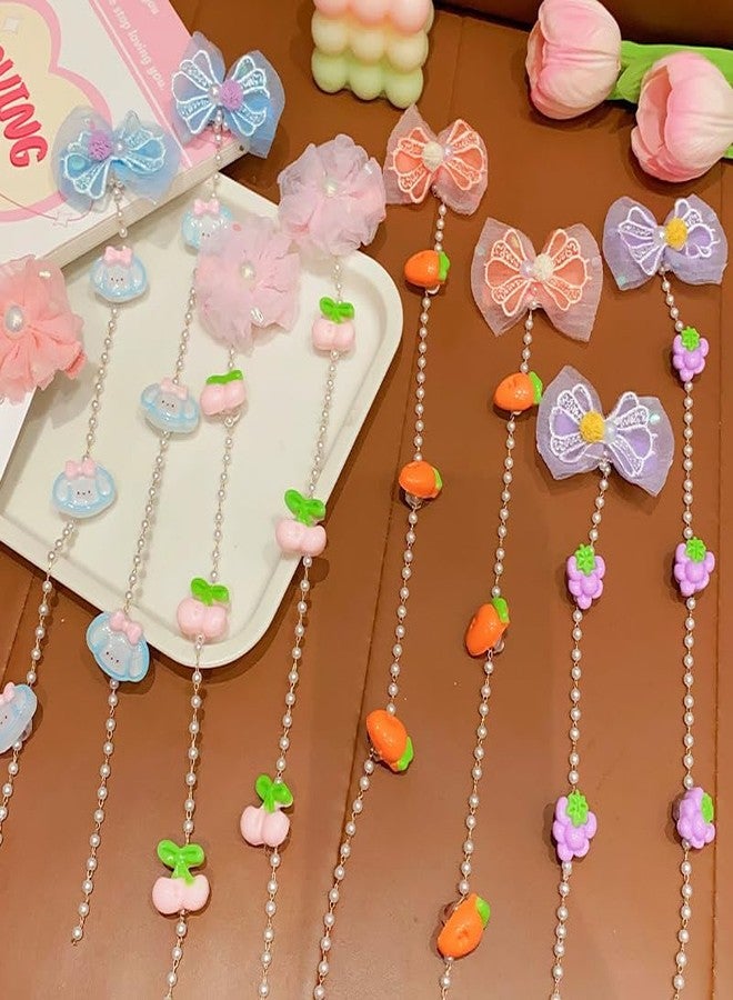 QUILBOOL Hair Clip, Fabric Butterfly Hairpin with Cartoon Detachable white Pearl Tassel, Cute Butterfly Metal Side Clip for Women Teens Girls Hair Accessories (3 pc, Multi Color) - Image 3