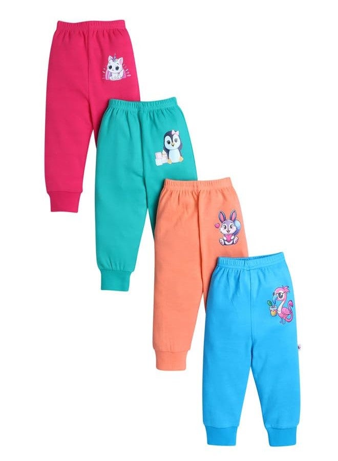 BUMZEE بيجامات قطنية للبنات من بامزي، مقاس عادي، عبوة من 4 قطع، أزرق ووردي - 12-18 شهرًا (Peb10615D-blu) - Image 1