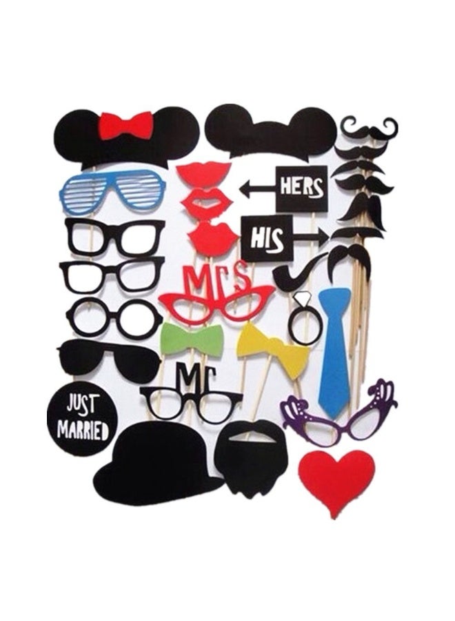 31 Wedding Photography Prop Set, Creative Bridal and Groom Wedding Celebration Decoration Prop, Wedding Party Photography Accessories, Wedding Decoration Set Including Handheld Rod and Glue