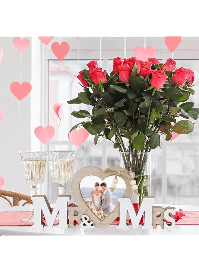 إيروريكس ديكورات زفاف السيد والسيدة هدايا زفاف للعروس والعريس إطار صور زفاف ديكورات طاولة زفاف ريفية لحفل الاستقبال حروف خشبية لافتة لحفل الذكرى السنوية ديكور المنزل - Image 4