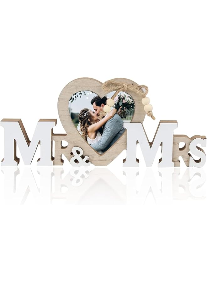 إيروريكس ديكورات زفاف السيد والسيدة هدايا زفاف للعروس والعريس إطار صور زفاف ديكورات طاولة زفاف ريفية لحفل الاستقبال حروف خشبية لافتة لحفل الذكرى السنوية ديكور المنزل - Image 1