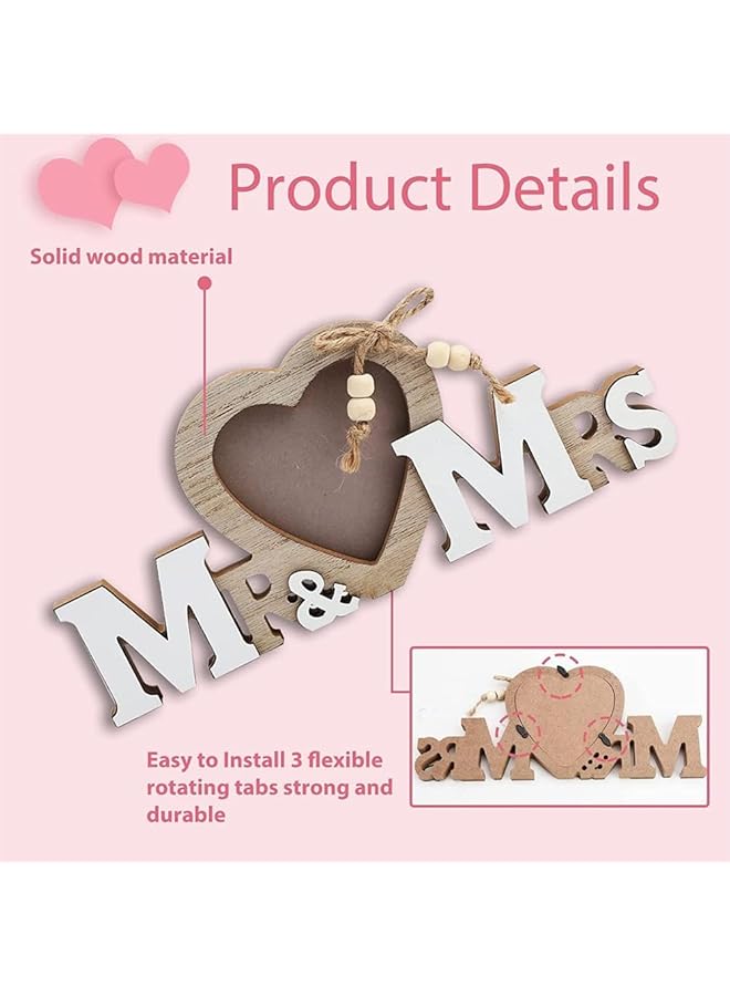 إيروريكس ديكورات زفاف السيد والسيدة هدايا زفاف للعروس والعريس إطار صور زفاف ديكورات طاولة زفاف ريفية لحفل الاستقبال حروف خشبية لافتة لحفل الذكرى السنوية ديكور المنزل - Image 3