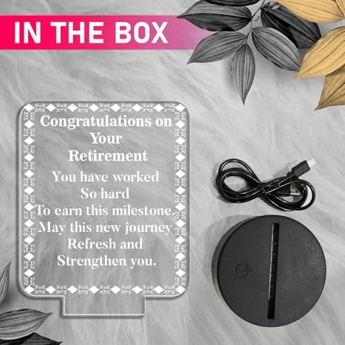 GIFTMEBAZAR Engraved Retirement Night Lamp with Warm White Light & USB Powered Gift for Retirement | Gift for Retirement Man & Women (Congratulations on Your Retirement) - Image 5