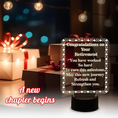 GIFTMEBAZAR Engraved Retirement Night Lamp with Warm White Light & USB Powered Gift for Retirement | Gift for Retirement Man & Women (Congratulations on Your Retirement) - Image 3