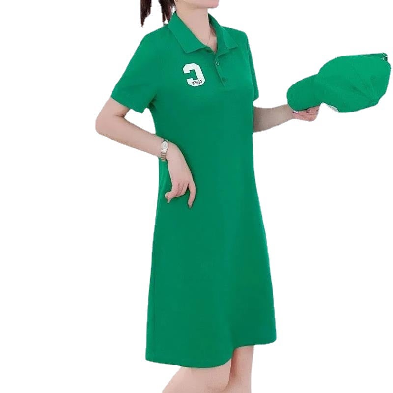 2024 Summer New Polo Dress Casual Womens Tee Dark green - Image 4