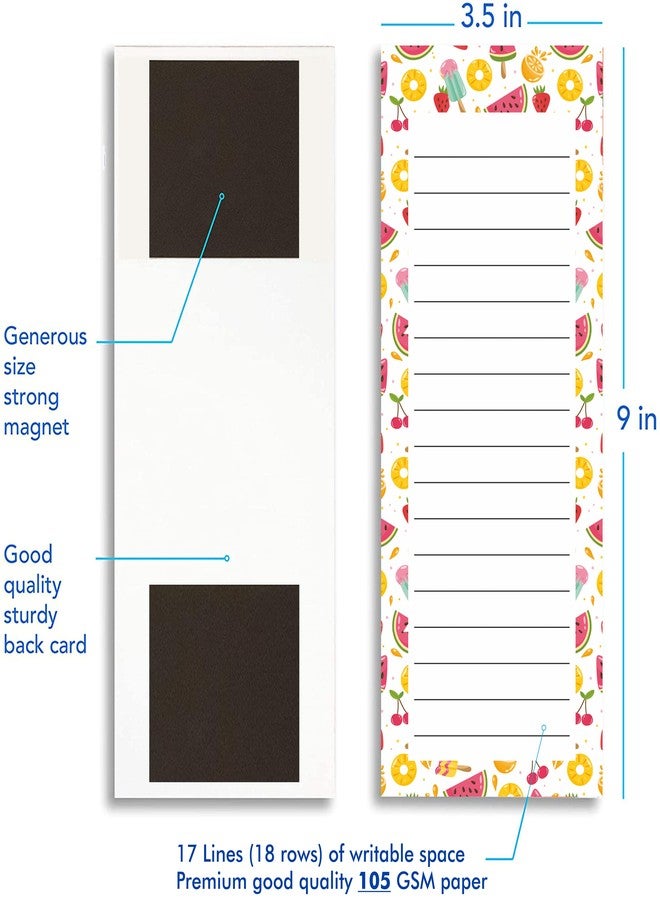 mudrit Large Notepads for Grocery List | Shopping List, To-Do List | Reminders, Recipes | Magnetic Back Memo Notepad | 50 Sheets per Pad 9 x 3.5 inch - Pack of 3 - Image 2