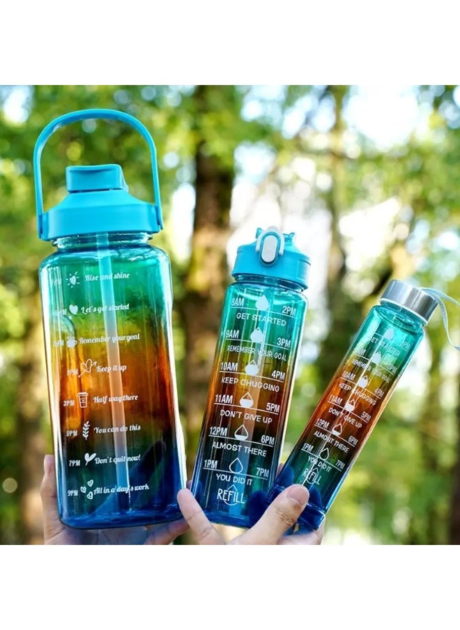 VIO Set of 3 Sports Water Bottles 3 Pack Leakproof Motivational Sports Water Bottle with Time Markings Drinking Water Bottle Water Jug with Capacity Marker Water Tumbler for School Office Work Home Gym Yoga Sports Exercise Fitness Cycling Outdoor Men Women Kids 2000 ML 2L 900 ML 500 ML Gift Party Favors Back To School Must Haves  - Image 5