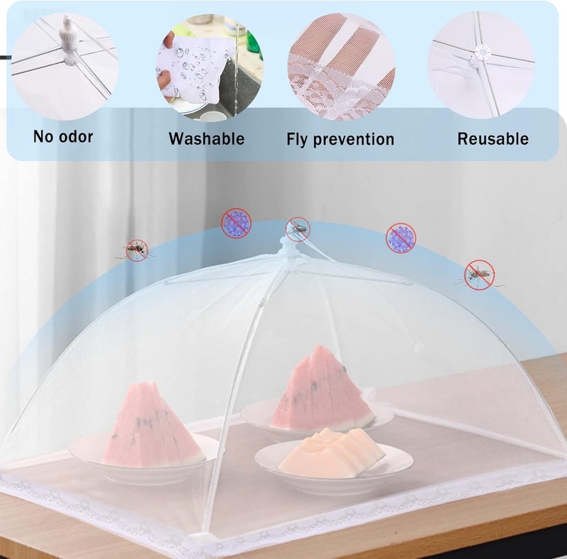 JULBEAR 4 Pcs Large and Tall Mesh Food Cover Tent Umbrella Food Screen Covers for Outside Pop-up Mesh Reusable Food Nets for Parties Picnics Outdoor BBQs Collapsible (2 Pcs 32"x24", 2 Pcs 17"x17") - Image 3