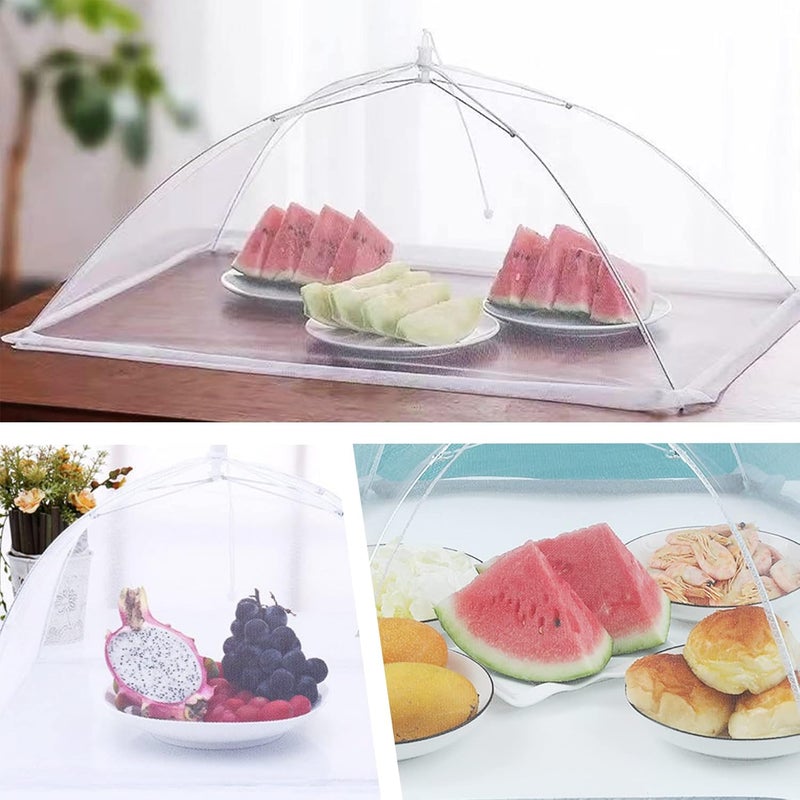 JULBEAR 4 Pcs Large and Tall Mesh Food Cover Tent Umbrella Food Screen Covers for Outside Pop-up Mesh Reusable Food Nets for Parties Picnics Outdoor BBQs Collapsible (2 Pcs 32"x24", 2 Pcs 17"x17") - Image 4