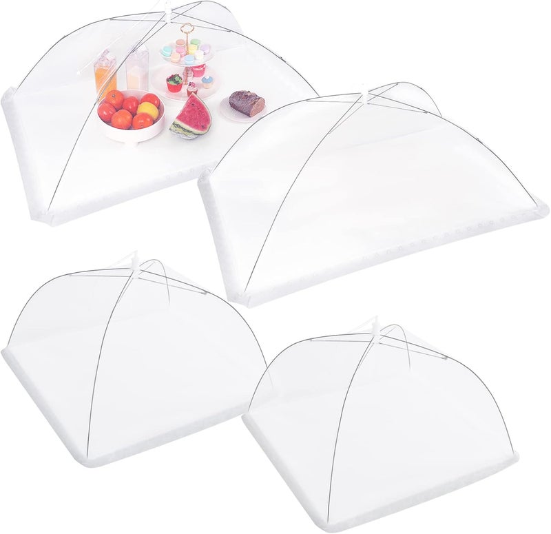 JULBEAR 4 Pcs Large and Tall Mesh Food Cover Tent Umbrella Food Screen Covers for Outside Pop-up Mesh Reusable Food Nets for Parties Picnics Outdoor BBQs Collapsible (2 Pcs 32"x24", 2 Pcs 17"x17") - Image 1