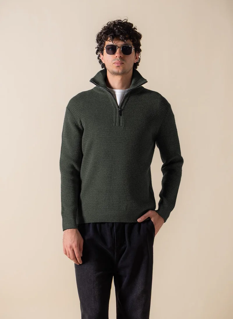 SHAPES KNITTED QUARTER-ZIP JUMPER