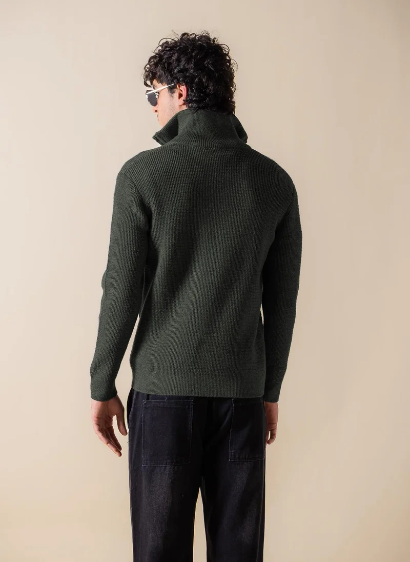 SHAPES KNITTED QUARTER-ZIP JUMPER