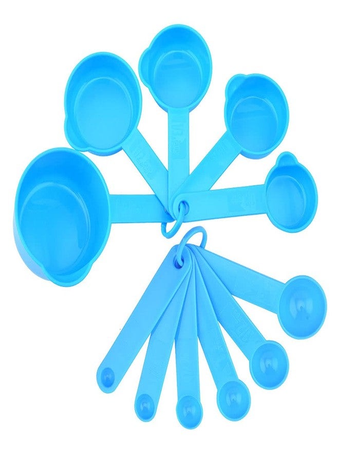 Teensery 11 Pcs Plastic Measuring Spoons and Cups Set for Home Kitchen Baking Cooking, Blue - Image 1