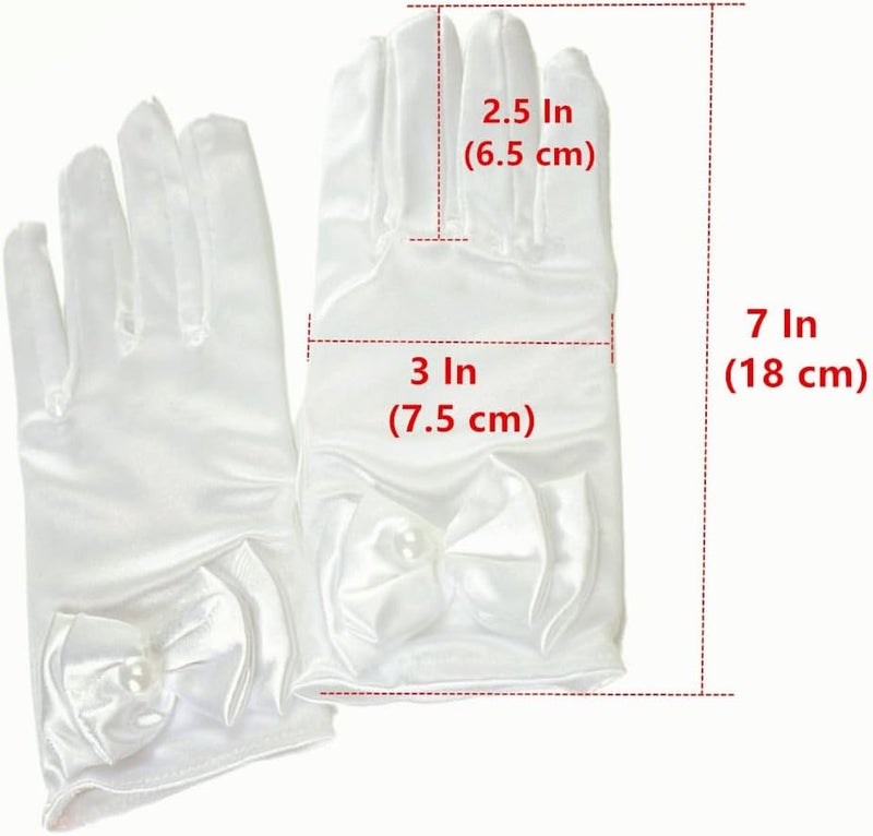 DreamHigh Wedding Flower Girl's Stretch Satin Dress Gloves - Image 4