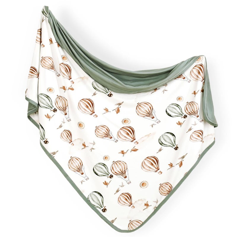 GRSSDER Baby Blankets Super Soft Jersey Knit Swaddle Blanket for Baby Girls and Boys, Double Layer Receiving Blankets 34 x 44 Inches, Extra Large for Baby Swaddling, Balloon Print - Image 1