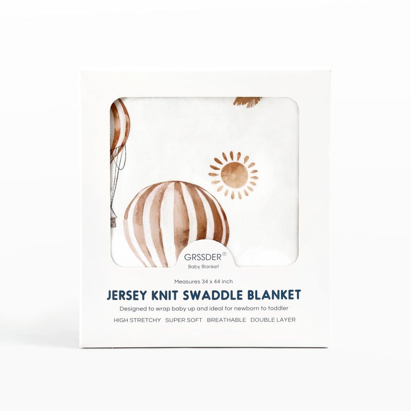 GRSSDER Baby Blankets Super Soft Jersey Knit Swaddle Blanket for Baby Girls and Boys, Double Layer Receiving Blankets 34 x 44 Inches, Extra Large for Baby Swaddling, Balloon Print - Image 4