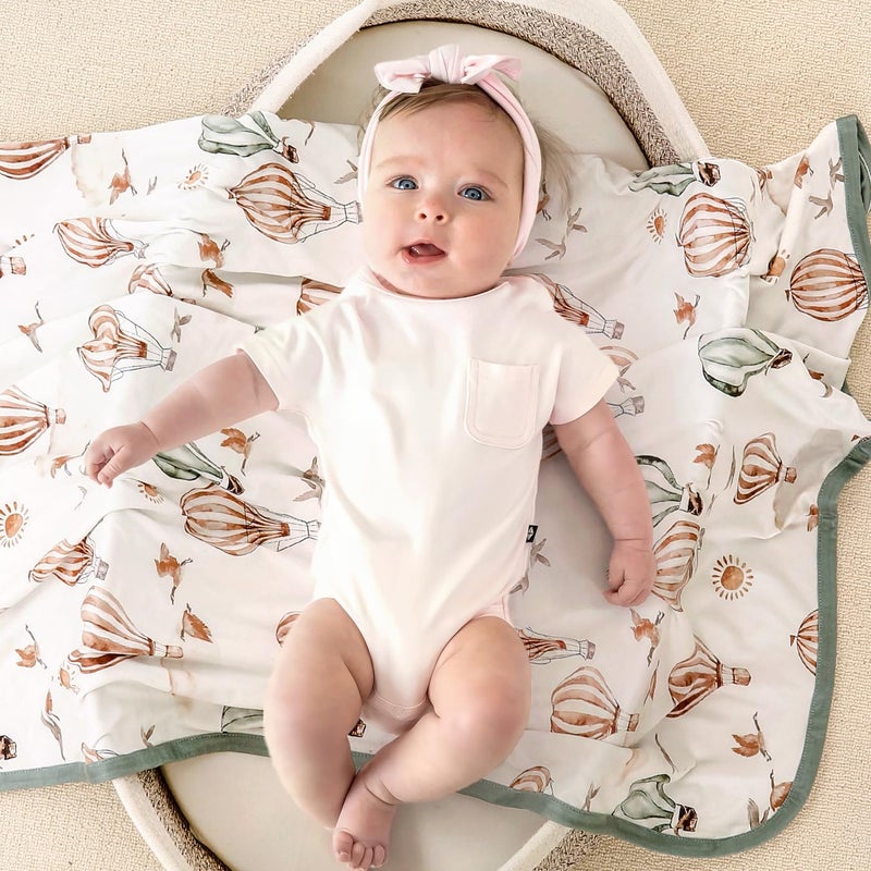 GRSSDER Baby Blankets Super Soft Jersey Knit Swaddle Blanket for Baby Girls and Boys, Double Layer Receiving Blankets 34 x 44 Inches, Extra Large for Baby Swaddling, Balloon Print - Image 5