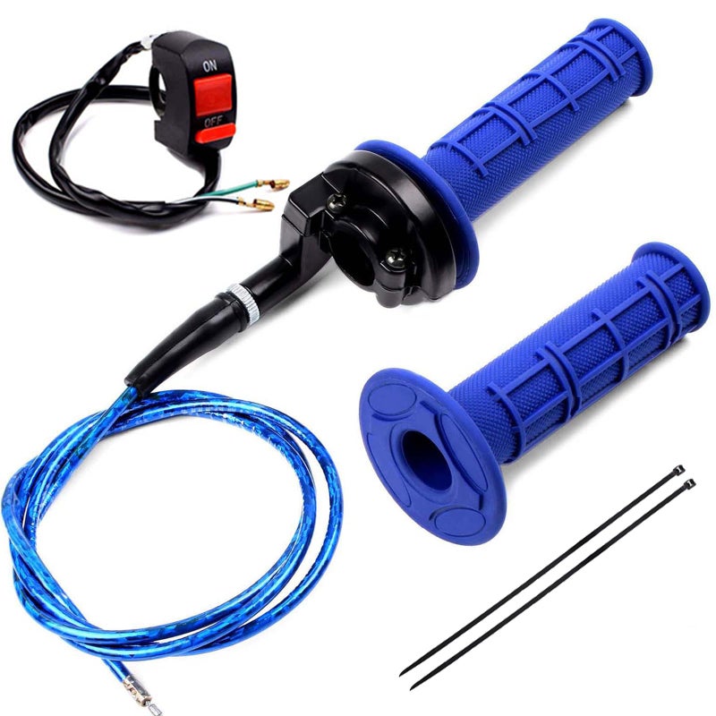 Heymaillc 7/8" 22mm Twist Throttle Accelerator Handle Grip and Cable Set for 50cc 90cc 110cc 125cc SSR Coolster Apollo CRF50 Pit Dirt Bike Mini Bike Pocket Bike(Blue) - Image 1