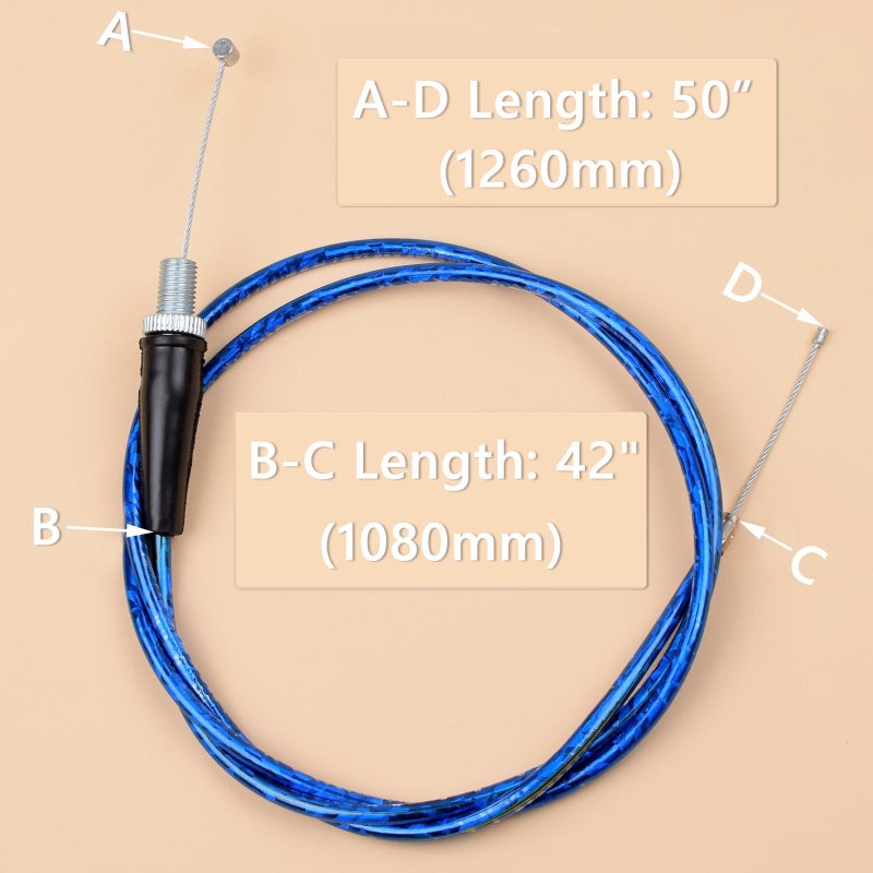Heymaillc 7/8" 22mm Twist Throttle Accelerator Handle Grip and Cable Set for 50cc 90cc 110cc 125cc SSR Coolster Apollo CRF50 Pit Dirt Bike Mini Bike Pocket Bike(Blue) - Image 3