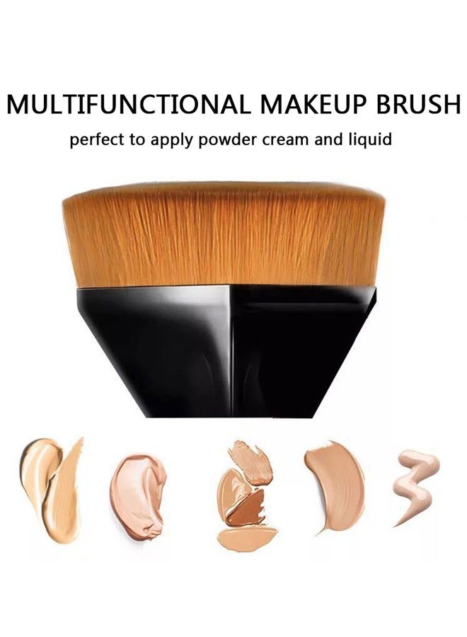 GUSGU 2pcs Foundation Brush Make Up Brushes for Face Blush Professional Flat Top Powder Brush for Blending Liquid, Cream or Flawless Powder Cosmetics with Protective Case Black&Pink - Image 4