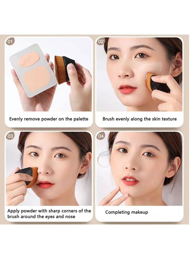 GUSGU 2pcs Foundation Brush Make Up Brushes for Face Blush Professional Flat Top Powder Brush for Blending Liquid, Cream or Flawless Powder Cosmetics with Protective Case Black&Pink - Image 5