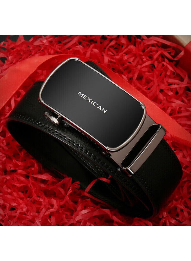 Scarecrow Men's Leather Belt With Automatic Buckle, Genuine Leather Business Waistband, Casual Trendy Trouser Belt - Image 5