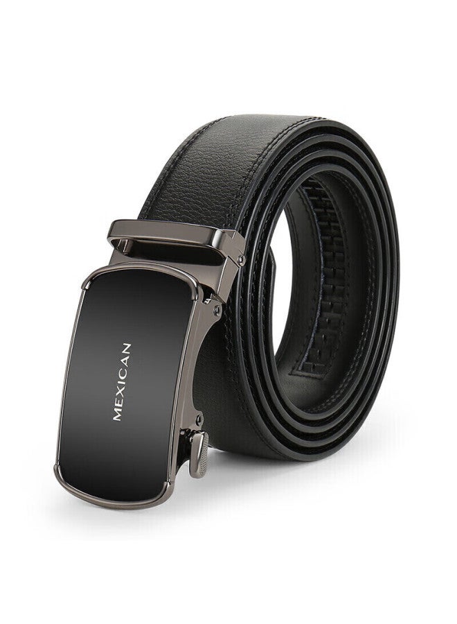 Scarecrow Men's Leather Belt With Automatic Buckle, Genuine Leather Business Waistband, Casual Trendy Trouser Belt - Image 2