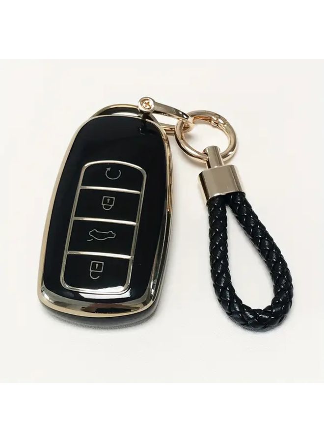 غطاء سلسلة مفاتيح من السيليكون الناعم TPU باللون الرمادي الأزرق لسيارة Tiggo 8 Pro بأربعة أزرار، مع سلسلة مفاتيح وملحقات حامل المفاتيح - Image 5