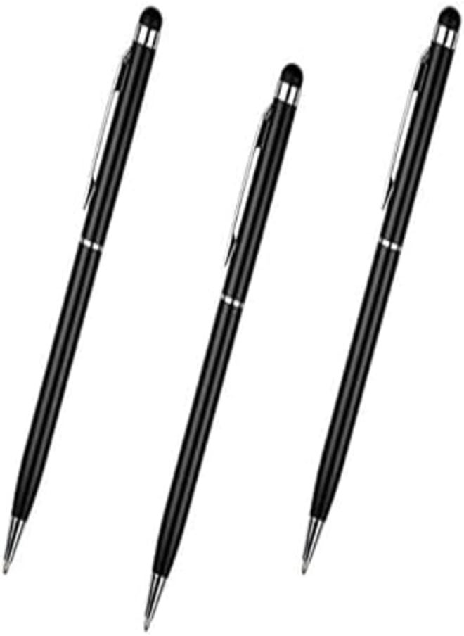 OR 3X 2 in 1 Universal Capacitive Stylist Slim 2019 Ballpoint Pen Stylus for iPhone Tablet all smart phones Black 