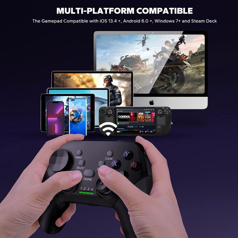 Tobo وحدة تحكم ألعاب موبايل لاسلكية لجهاز iPhone/iOS/Android/PC/Steam Deck مع حامل هاتف، Turbo، عصا تحكم لجهاز iPhone 15/14/13/iPad/Android/Samsung/Tablet، Call of Duty، تشغيل مباشر TD-1284GA - Image 4