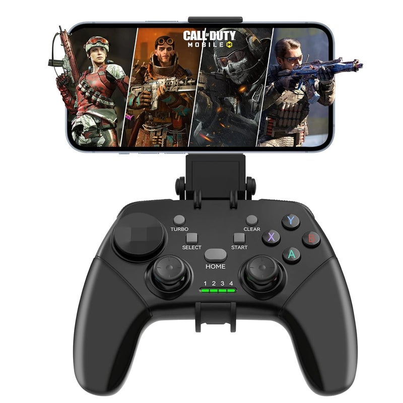 Tobo وحدة تحكم ألعاب موبايل لاسلكية لجهاز iPhone/iOS/Android/PC/Steam Deck مع حامل هاتف، Turbo، عصا تحكم لجهاز iPhone 15/14/13/iPad/Android/Samsung/Tablet، Call of Duty، تشغيل مباشر TD-1284GA - Image 1