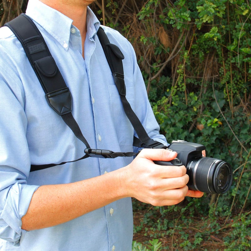 USA GEAR DSLR Camera Strap Chest Harness with Quick Release Buckles, Black Neoprene Pattern and Accessory Pockets - Compatible with Canon, Nikon, Sony and More Point and Shoot and Mirrorless Cameras - Image 5
