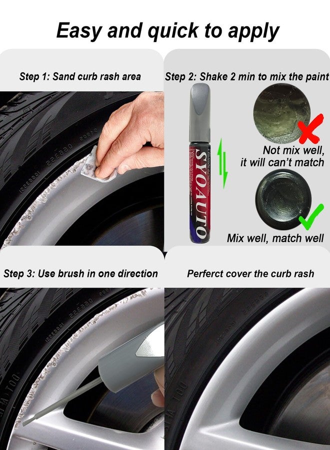 SYOAUTO قلم طلاء SYOAUTO لإصلاح خدوش حواف عجلات سيارة تسلا موديل Y مقاس 20 بوصة (أسود مطفي/ساتان) - Image 4