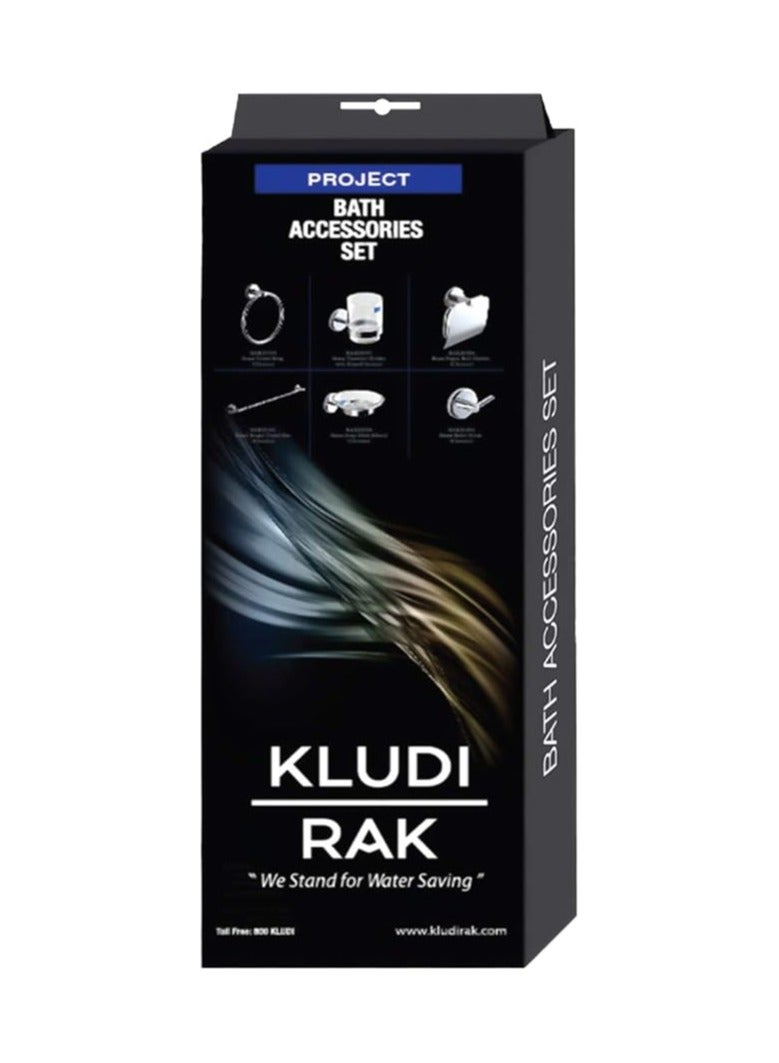 KLUDI RAK Bathroom Accessories Set – Silver, 6-Piece Wall Mounted Kit – Model RAK21022