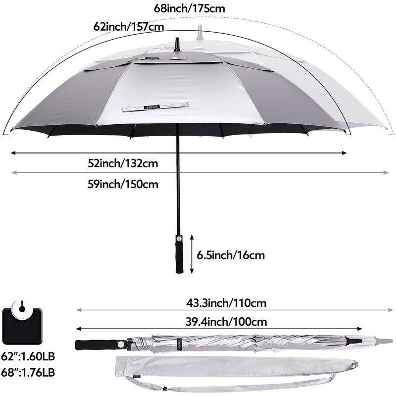 G4Free 62 Inch UV Protection Golf Umbrella Auto Open Vented Double Canopy Oversize Extra Large Windproof Sun Rain Umbrellas - Image 2