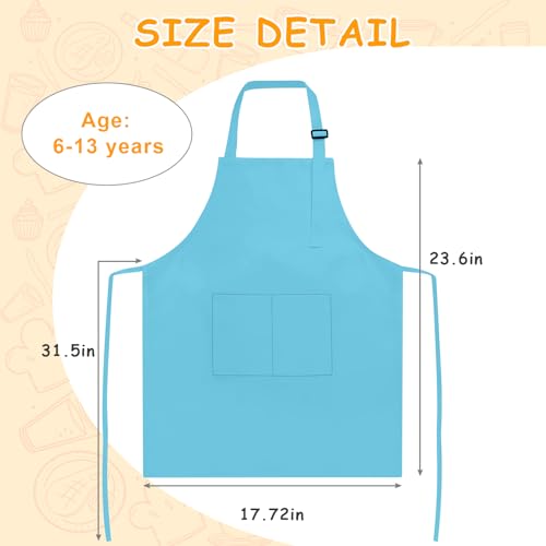IAGBIBUI Kids Apron, 8 Pack Kids Aprons for Girls Boys, Children Art Painting Aprons Kitchen Classroom Cooking Baking for Age 6-13 Years - Image 2