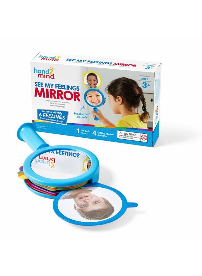 hand2mind See My Feelings Mirror, Play Therapy Toys, Mindfulness for Kids, Emotional Regulation for Kids, Social Emotional Learning Activities, Calm Down Corner Supplies, Calming Corner (Set of 1) - Image 1