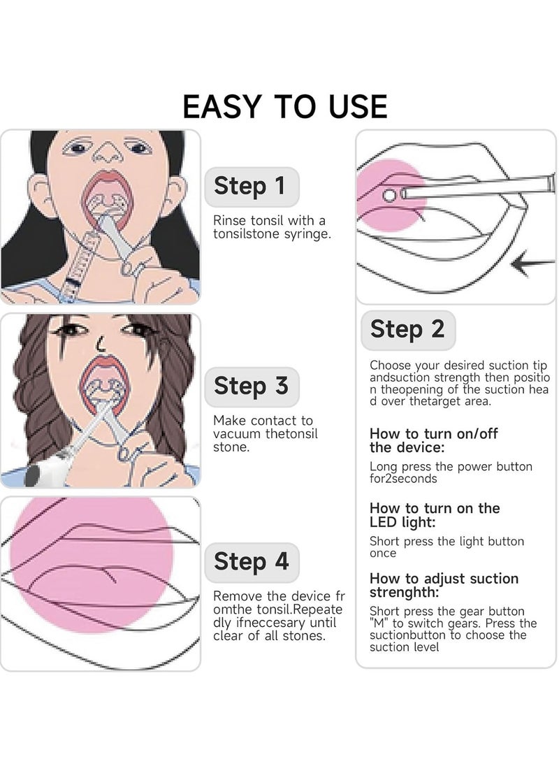 Ru syanl Electronic Vacuum Tonsil Stone Remover Fight Bad Breath Tonsil Stone Removal Tool with Suction 3 Suction Mode Fight Bad Breath Tonsil Stone  - Image 2