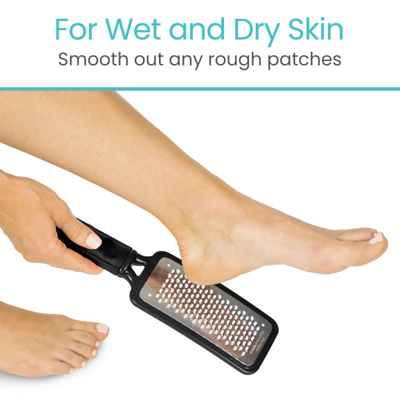 Vive Foot File (3 Pack) - Feet Scraper for Dead Skin - Heel Grater, Callus Remover Scrubber Tool, Rasp for Cracked Heels - Stainless Steel Pedicure Filer for Men & Women - Use on Wet or Dry Skin - Image 3