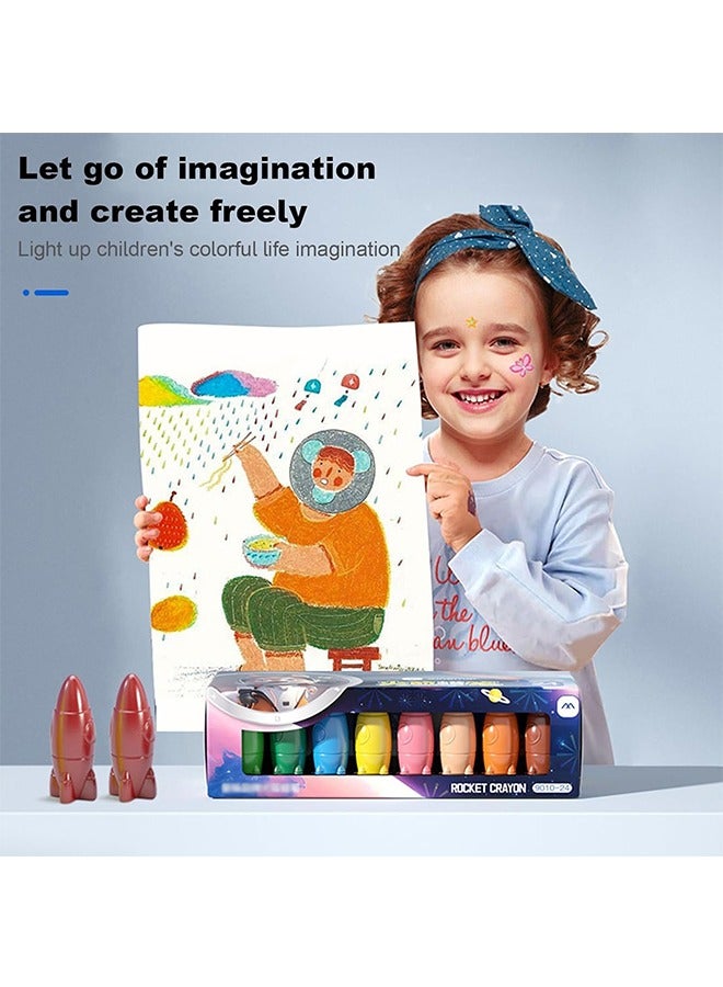 xingmai 24 Colors Rocket Crayons Set,Non-Toxic Washable Crayons, Easy-to-Hold,Smooth Writing Pencil Bright Colors Drawing Crayon,Art Supplies for Kids School Multicolor - Image 2